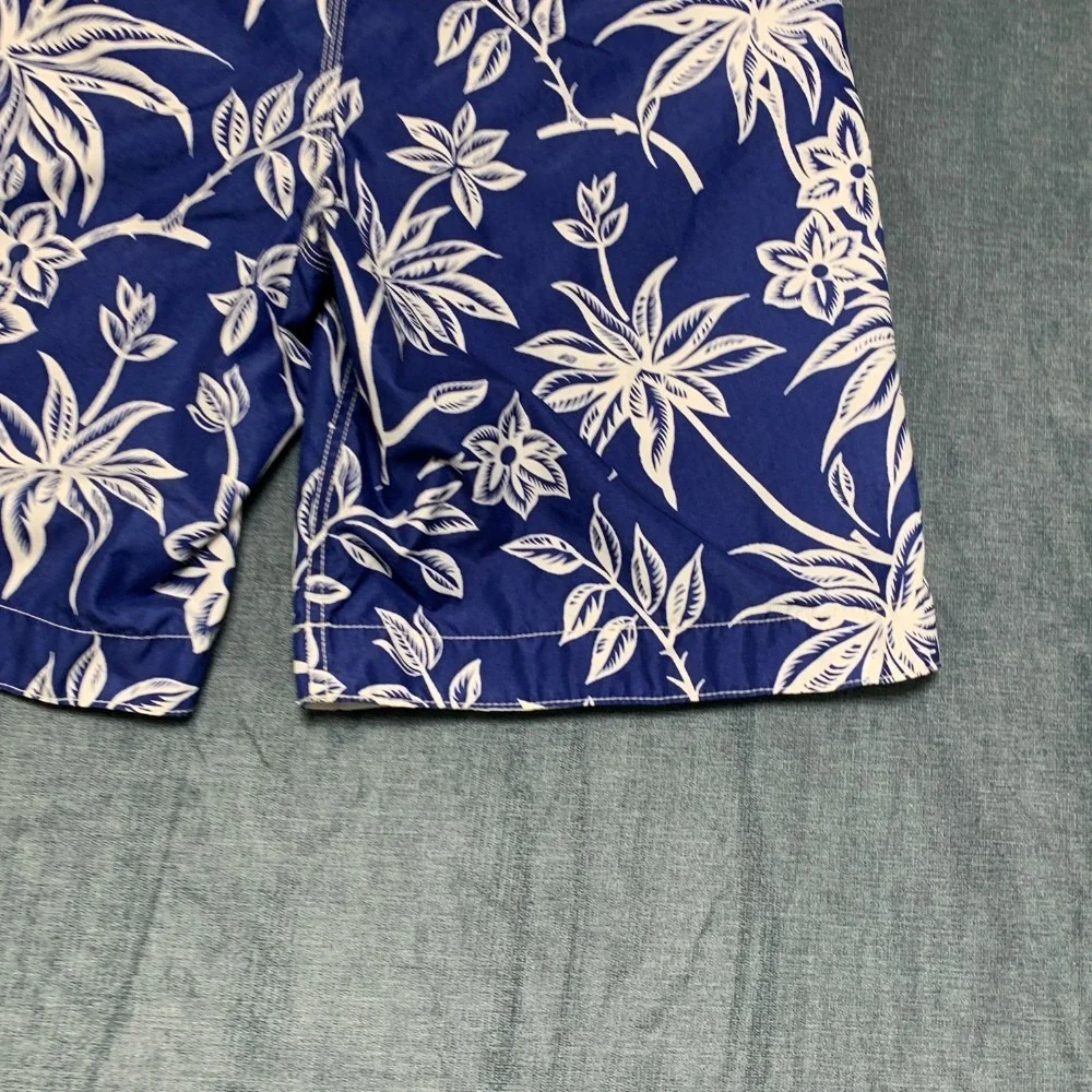 Polo Ralph Lauren Swim Trunks Shorts Mens M Blue Tropical Palm Print Mesh Lined